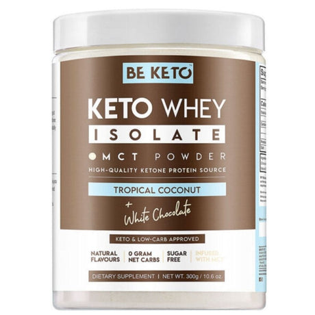 BeKeto Keto Whey Isolate MCT Powder, Coconut & White Chocolate - 300 g