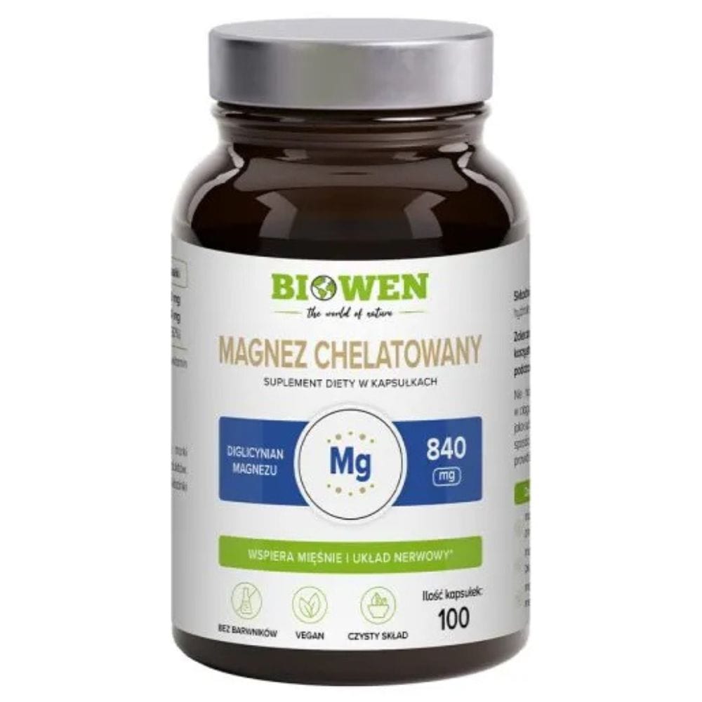 Biowen Chelated Magnesium, Magnesium Diglycinate 840 mg - 100 Capsules
