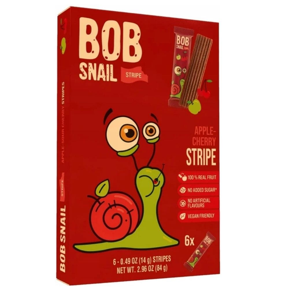 Bob Snail Apple & Cherry Stripe with No Added Sugar - 6x14 g