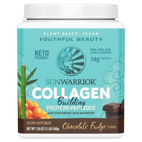Sunwarrior Collagen Building Protein Peptides, Chocolate Fudge - 500 g