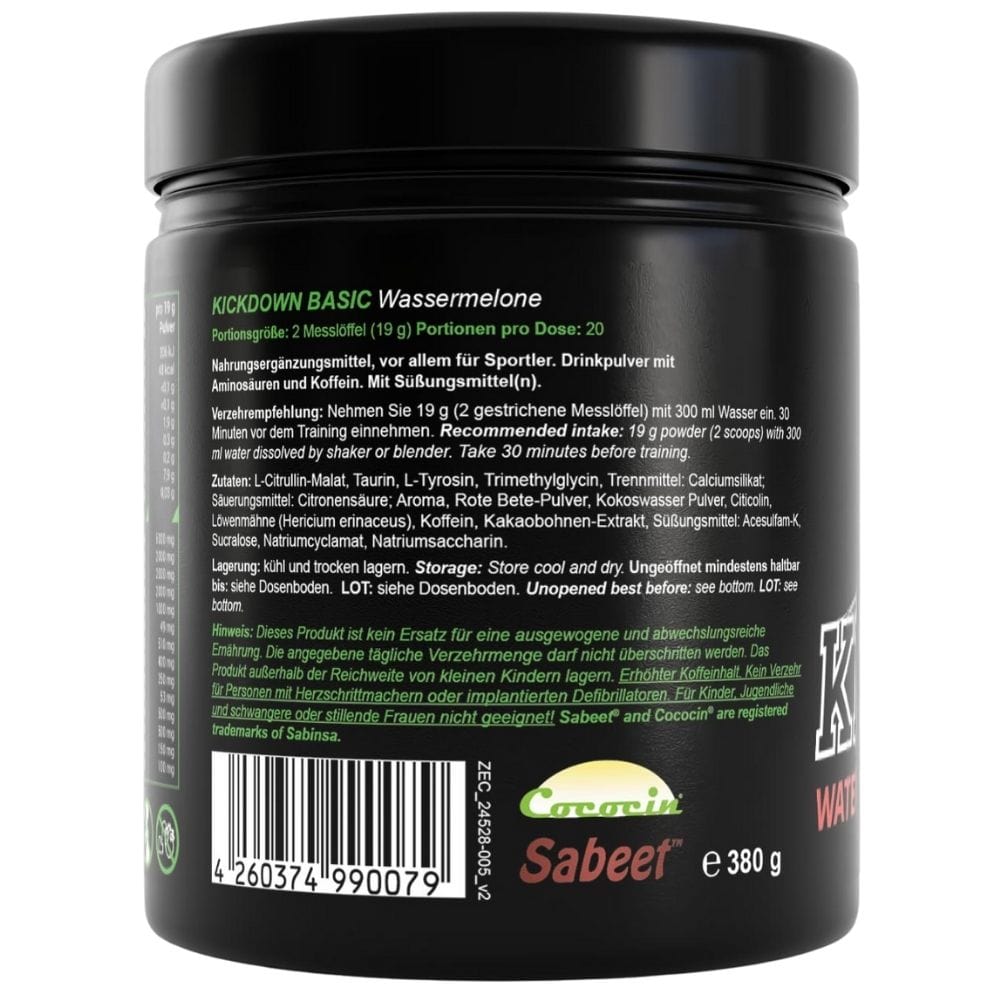 ZEC+ Kickdown Basic, Pre-Workout Booster, Watermelon - 380 g