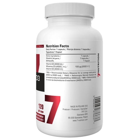 7Nutrition Vitamin D3 4000 IU - 120 Capsules