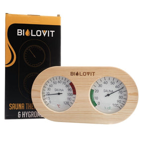 Bilovit Pine Sauna Thermometer with Hygrometer