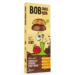 Bob Snail Apple & Pear Snack in Belgian Chocolate, Sugar-Free - 30 g