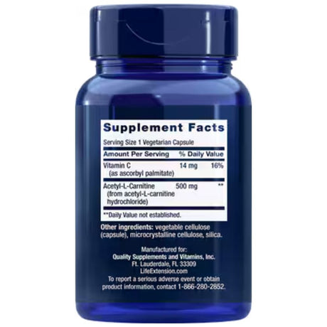 Life Extension Acetyl-L-Carnitine 500 mg - 100 Capsules