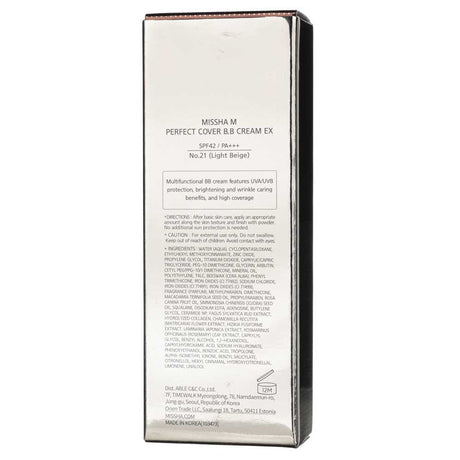 Missha M Perfect Cover B.B Cream SPF 42 PA+++ NO.21 Light Beige - 20 ml