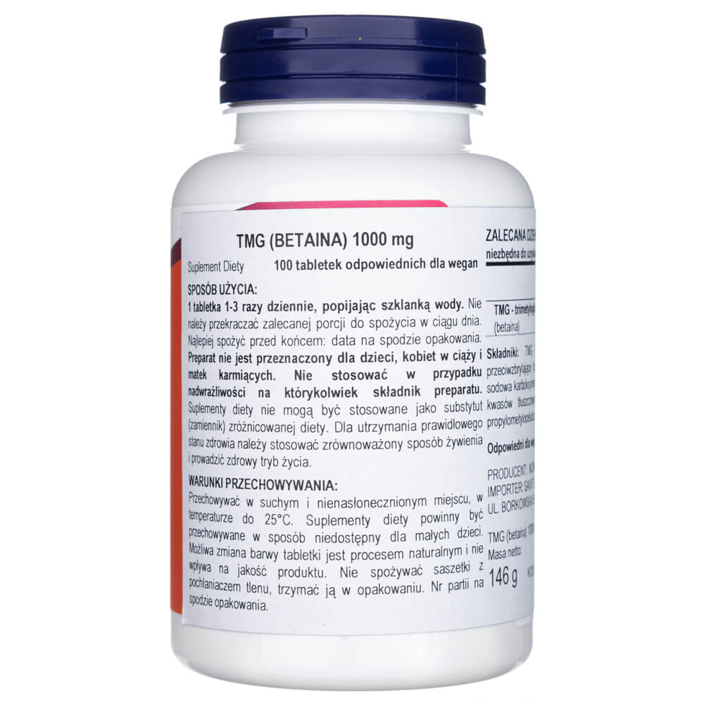 Now Foods TMG Betaine 1000 mg - 100 Tablets