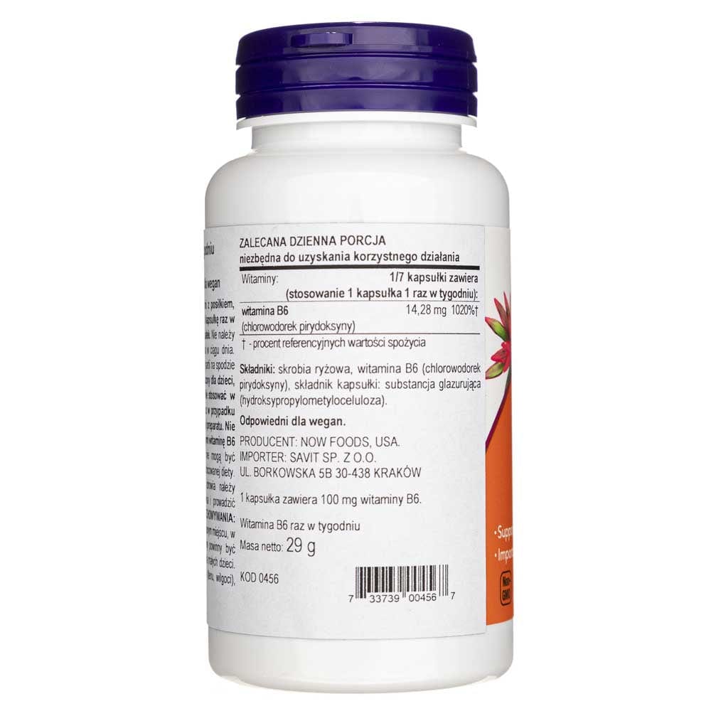 Now Foods Vitamin B-6 100 Mg 100 Vegetarische Kapseln – Medpak