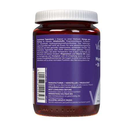 Vitaler's Magnesium Taurate 600 mg + Vitamin B6 6 mg - 60 Capsules