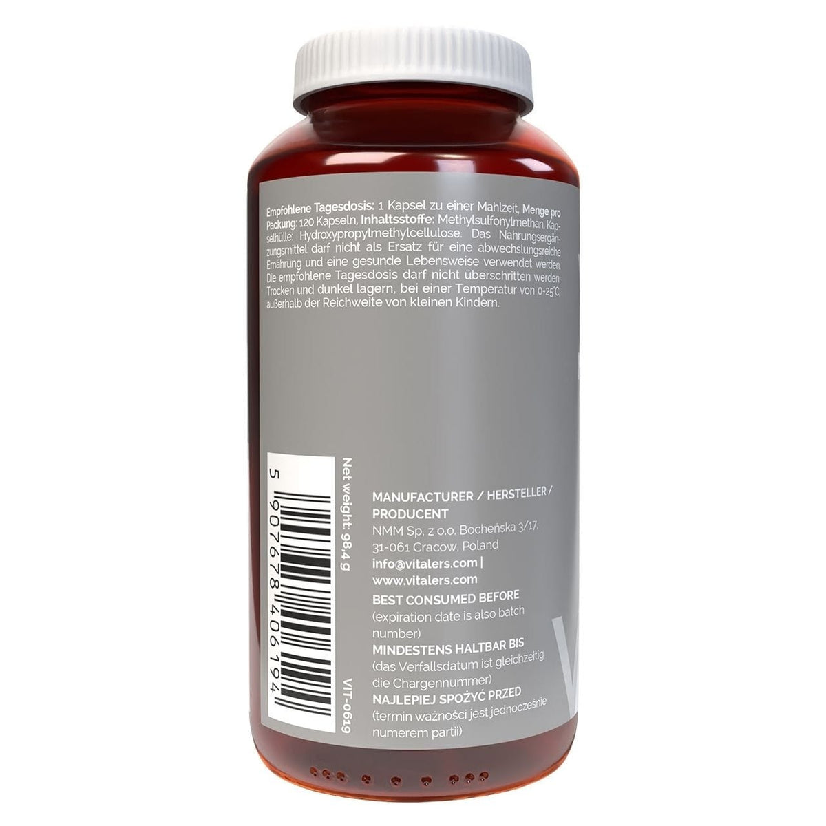 Vitaler's MSM (Organic Sulfur) 700 mg - 120 Capsules
