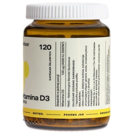 Wellbear Vitamin D3 4000 IU - 120 Softgels