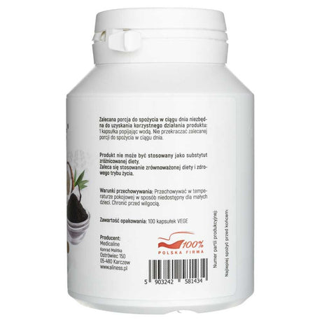 Aliness Coconut activated charcoal - 100 Veg Capsules