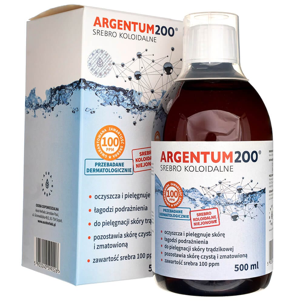 Aura Herbals Argentum 200 Colloidal Silver 100 ppm - 500 ml