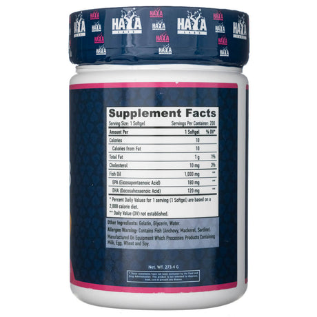 Haya Labs Omega 3 1000 mg - 200 Softgels