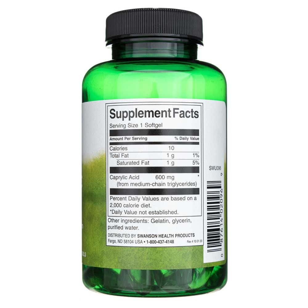 Swanson Caprylic Acid 600 mg - 60 Softgels